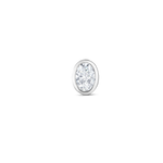 White gold oval diamond stud earring bezel setting detail