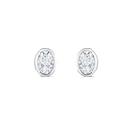 Pair of white gold oval diamond stud earrings front view