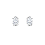 Pair of white gold oval diamond stud earrings front view
