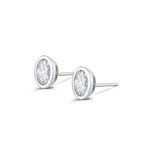 White gold oval diamond stud earring back mechanism and posts
