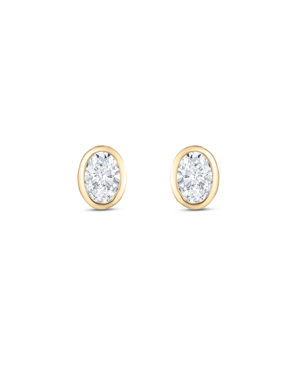 9ct yellow gold oval diamond stud earrings bezel set