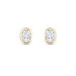 9ct yellow gold oval diamond stud earrings bezel set