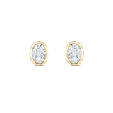 9ct yellow gold oval diamond stud earrings bezel set