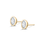 Yellow gold oval diamond stud earring back post friction fit