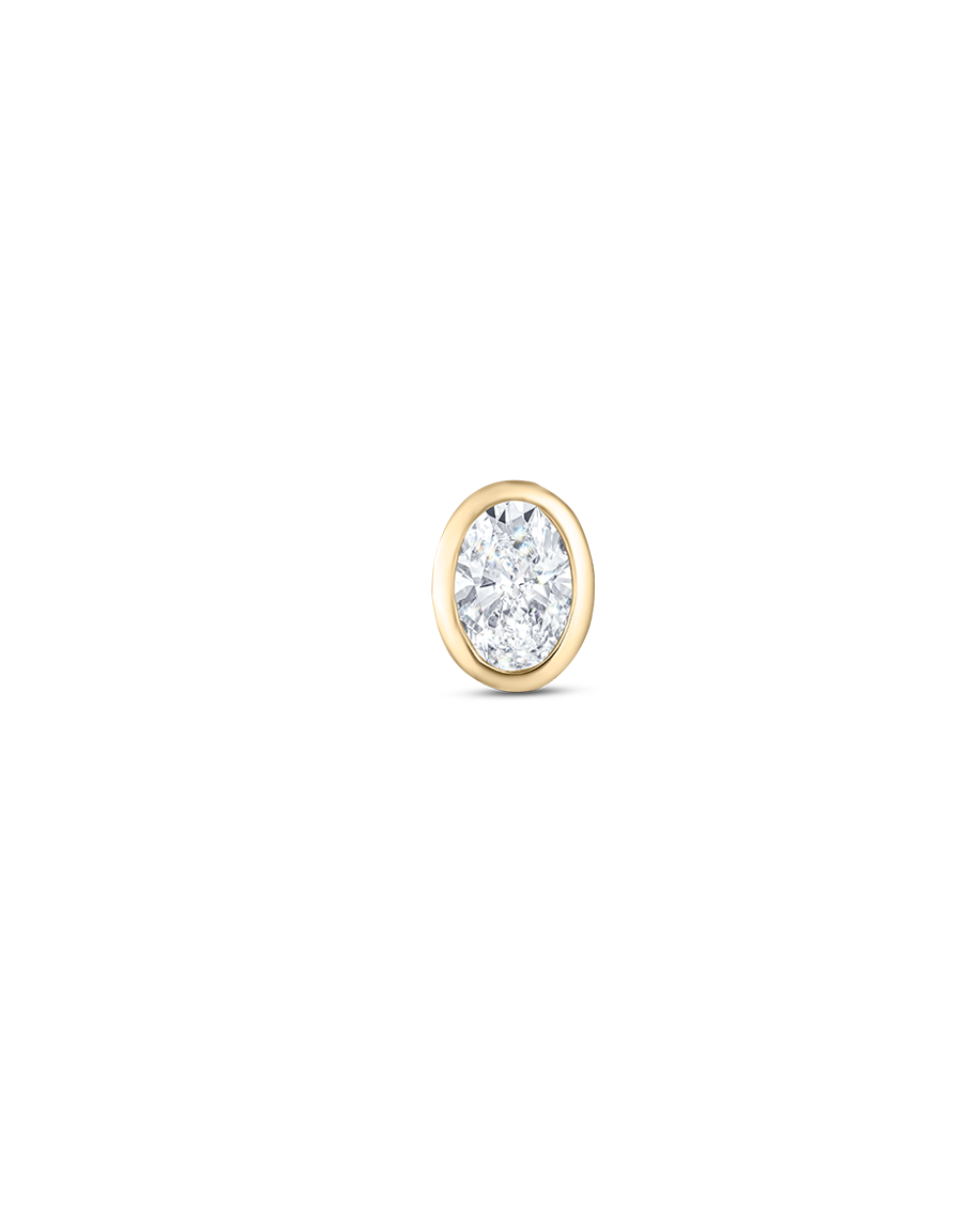 Single 9ct yellow gold oval diamond solitaire stud earring