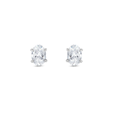 White gold oval diamond stud earrings with four claw setting