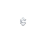 Single white gold oval diamond stud earring close-up