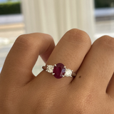 Oval Ruby & Round Diamond Trilogy