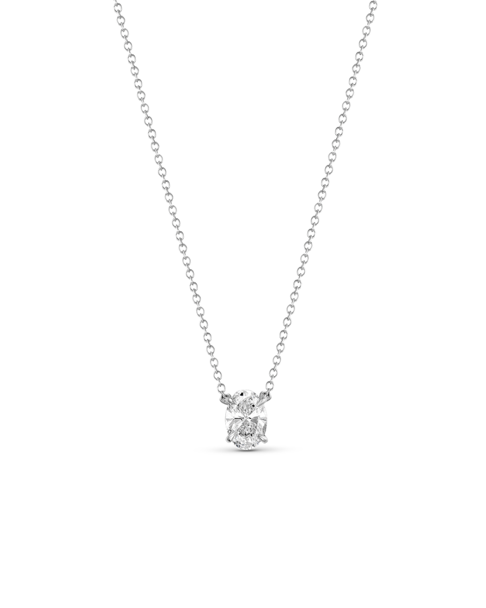 Oval Solitaire Diamond Necklace classajewellers