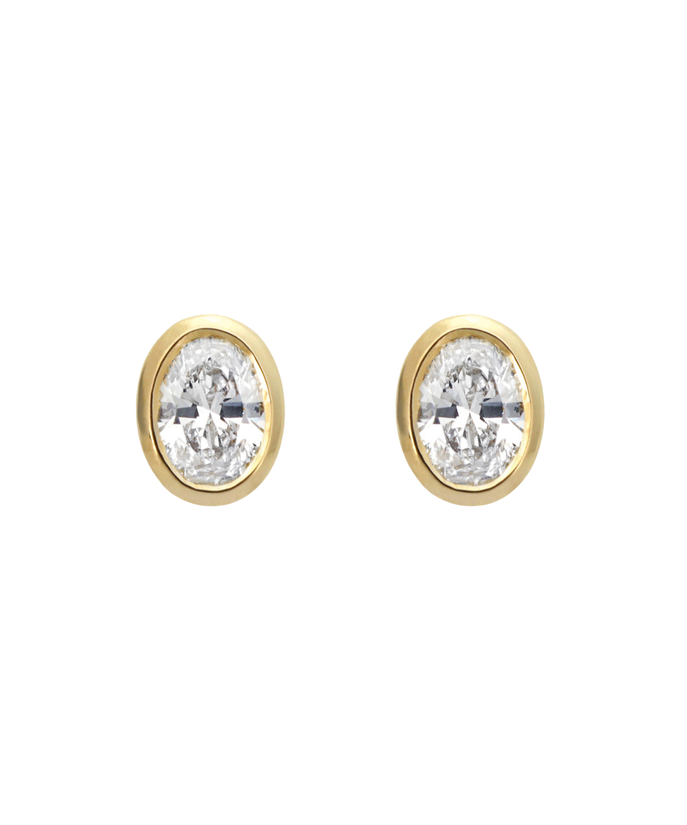 Oval Diamond Earrings - Bezel
