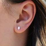 Oval Diamond Earrings - Claw