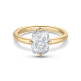 18ct yellow gold cushion cut lab grown diamond solitaire engagement ring with compass claw setting