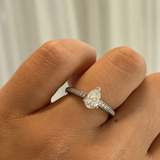 Pear 0.7ct Solitaire Diamond with Channel Set Diamond Band