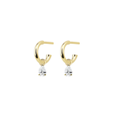 Pear Diamond Charmed Hoop Earrings
