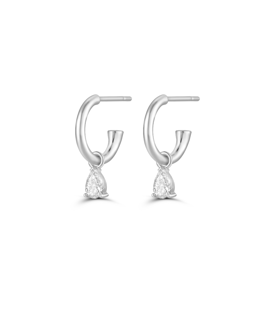 Pear Diamond Charmed Hoop Earrings