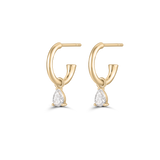 Pear Diamond Charmed Hoop Earrings