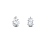 White gold pear diamond stud earrings front facing symmetry