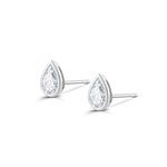 White gold pear diamond stud earrings showing back posts