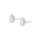 White gold pear diamond stud earrings showing back posts