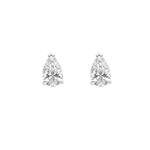 White gold pear diamond stud earrings with claw setting