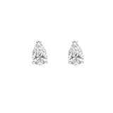 White gold pear diamond stud earrings with claw setting