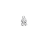 Single white gold pear cut diamond earring close-up