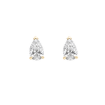 Yellow gold pear diamond stud earrings with claw setting