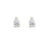 Yellow gold pear diamond stud earrings with claw setting