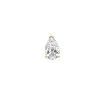 Single yellow gold pear cut diamond earring detail