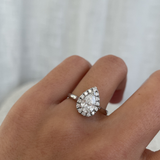Pear Diamond Halo Ring - Platinum classajewellers