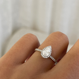 Pear Diamond Halo Ring with Diamond Band