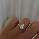 Pear Diamond Halo Ring with Diamond Band