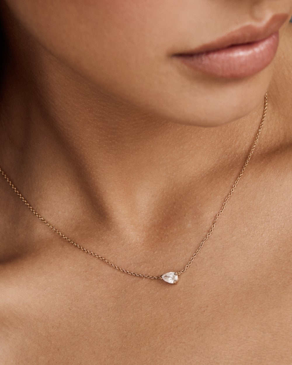 Pear Solitaire Diamond Necklace - 0.50ct