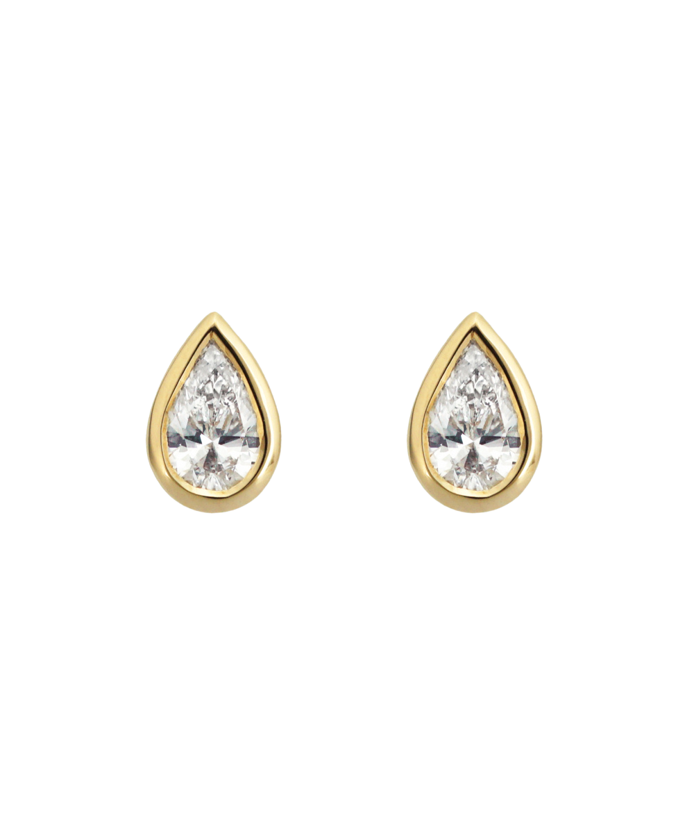 Pear Diamond Earrings - Bezel