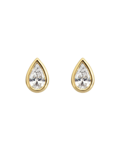 Pear Diamond Earrings - Bezel