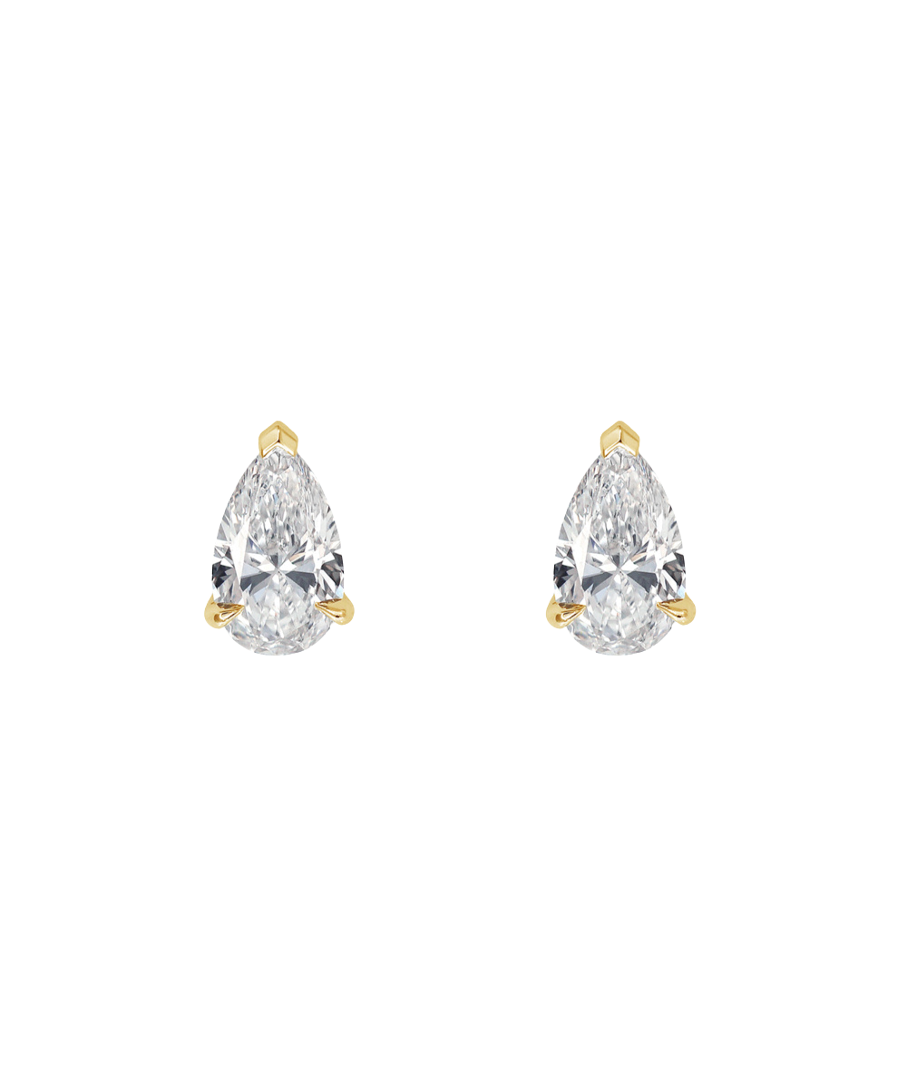 Pear Diamond Earrings - Claw