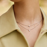 Oval Solitaire Diamond Necklace - 0.30ct