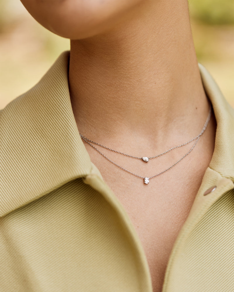Oval Solitaire Diamond Necklace