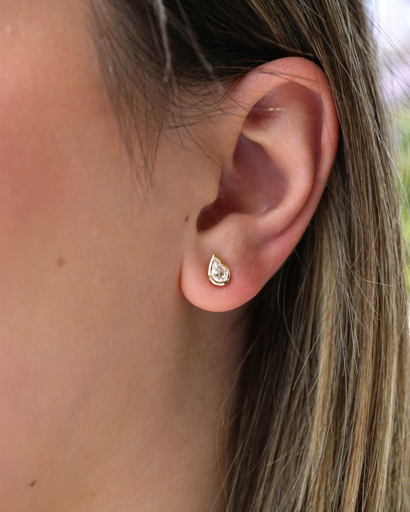 Pear Diamond Earrings - Bezel