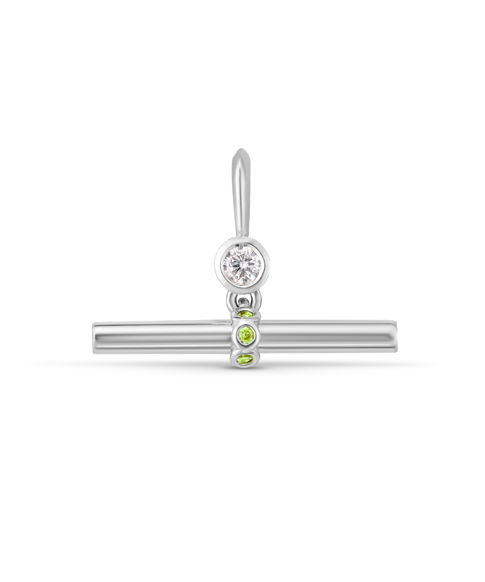Birthstone T-Bar Pendant - White Gold classajewellers