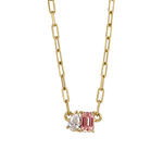 Bridget Diamond Toi et Moi Necklace - Pink Tourmaline