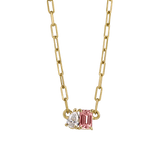 Bridget Diamond Toi et Moi Necklace - Pink Tourmaline