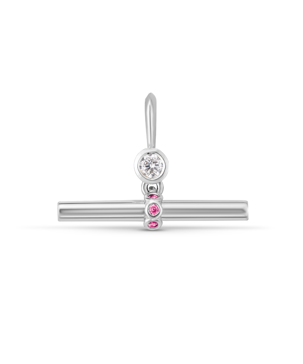 Birthstone T-Bar Pendant - White Gold classajewellers