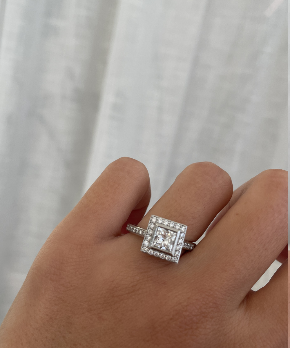 Princess Cut Diamond Halo Ring classajewellers