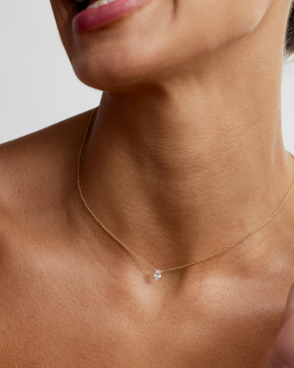 Oval Solitaire Diamond Necklace