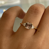 Radiant Cut Brown Tourmaline & Diamond Trilliant Ring