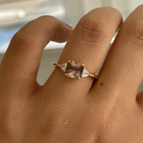 Radiant Cut Brown Tourmaline & Diamond Trilliant Ring