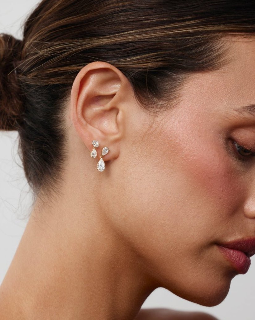Sophia Double Pear Diamond Drop Earrings