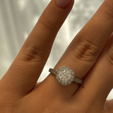 Round 1.02ct Diamond with Diamond Bead Set Halo Ring