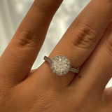 Round 1.02ct Diamond with Diamond Bead Set Halo Ring